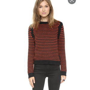 AYR Black the Fox Sweater Merino Wool Alpaca Black Red Medium